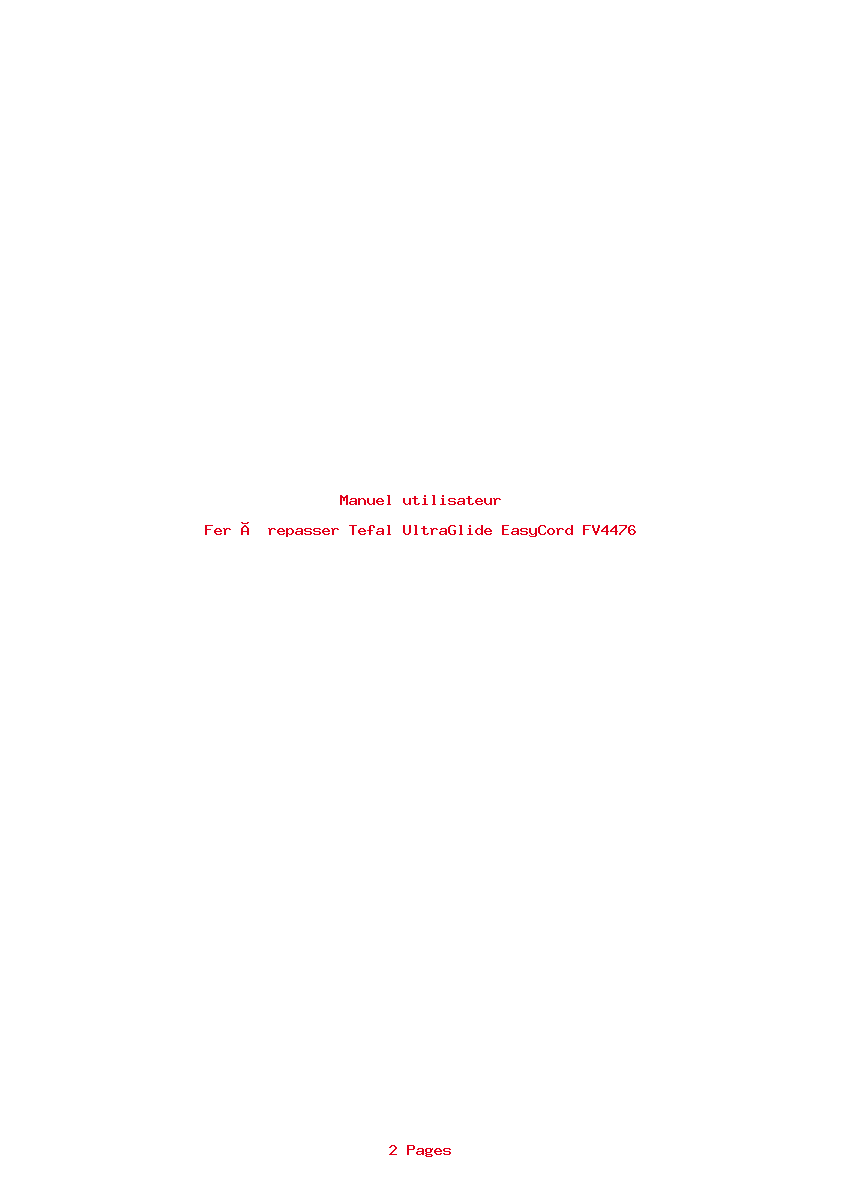 Page 1 de la notice Manuel utilisateur Tefal UltraGlide EasyCord FV4476