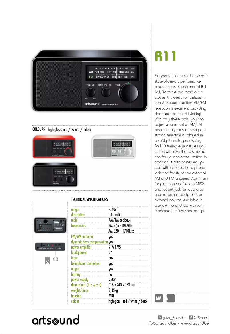 Page 1 de la notice Manuel utilisateur Artsound R11