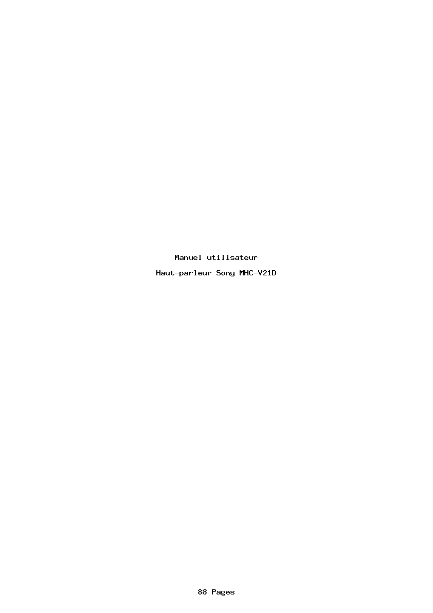 Page 1 de la notice Manuel utilisateur Sony MHC-V21D