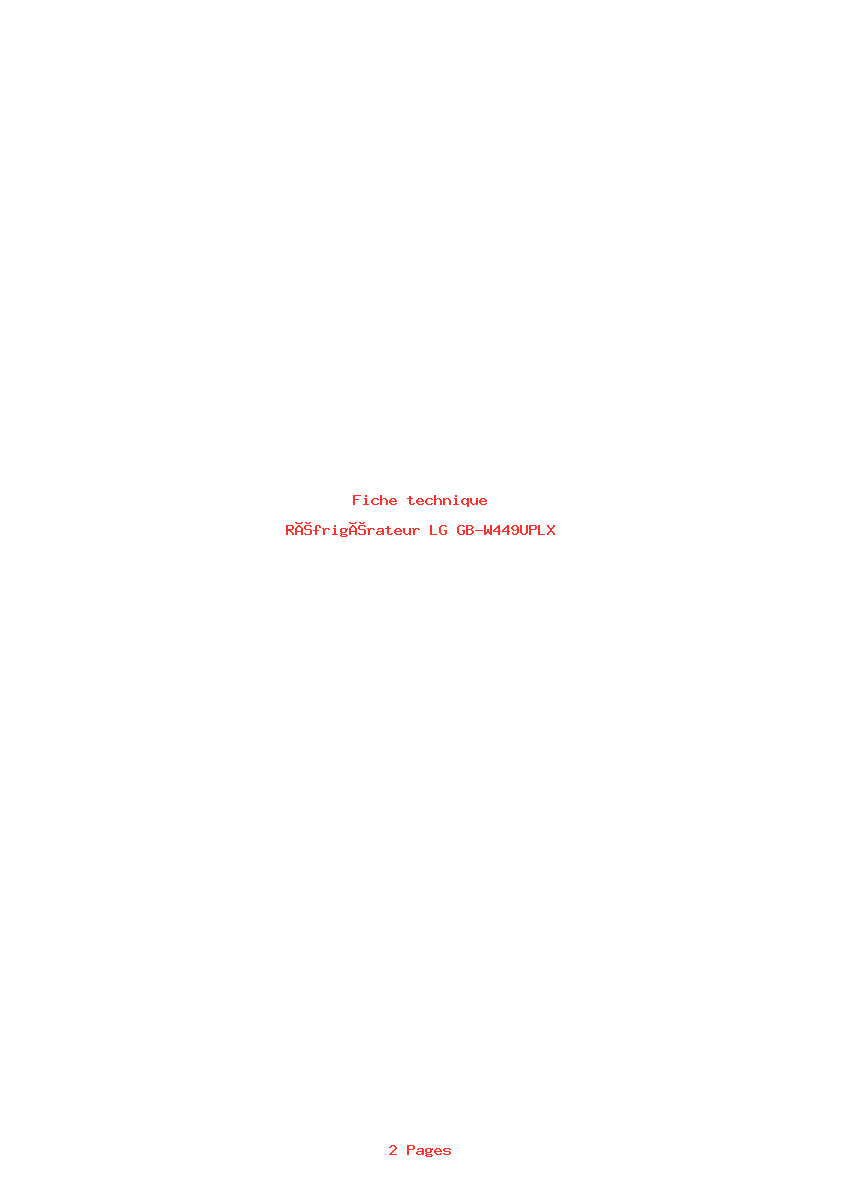 Image de la première page du manuel de l'appareil GB-W449UPLX