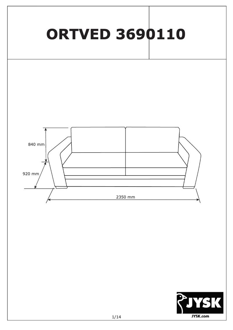 Page 1 de la notice Manuel utilisateur JYSK Ortved