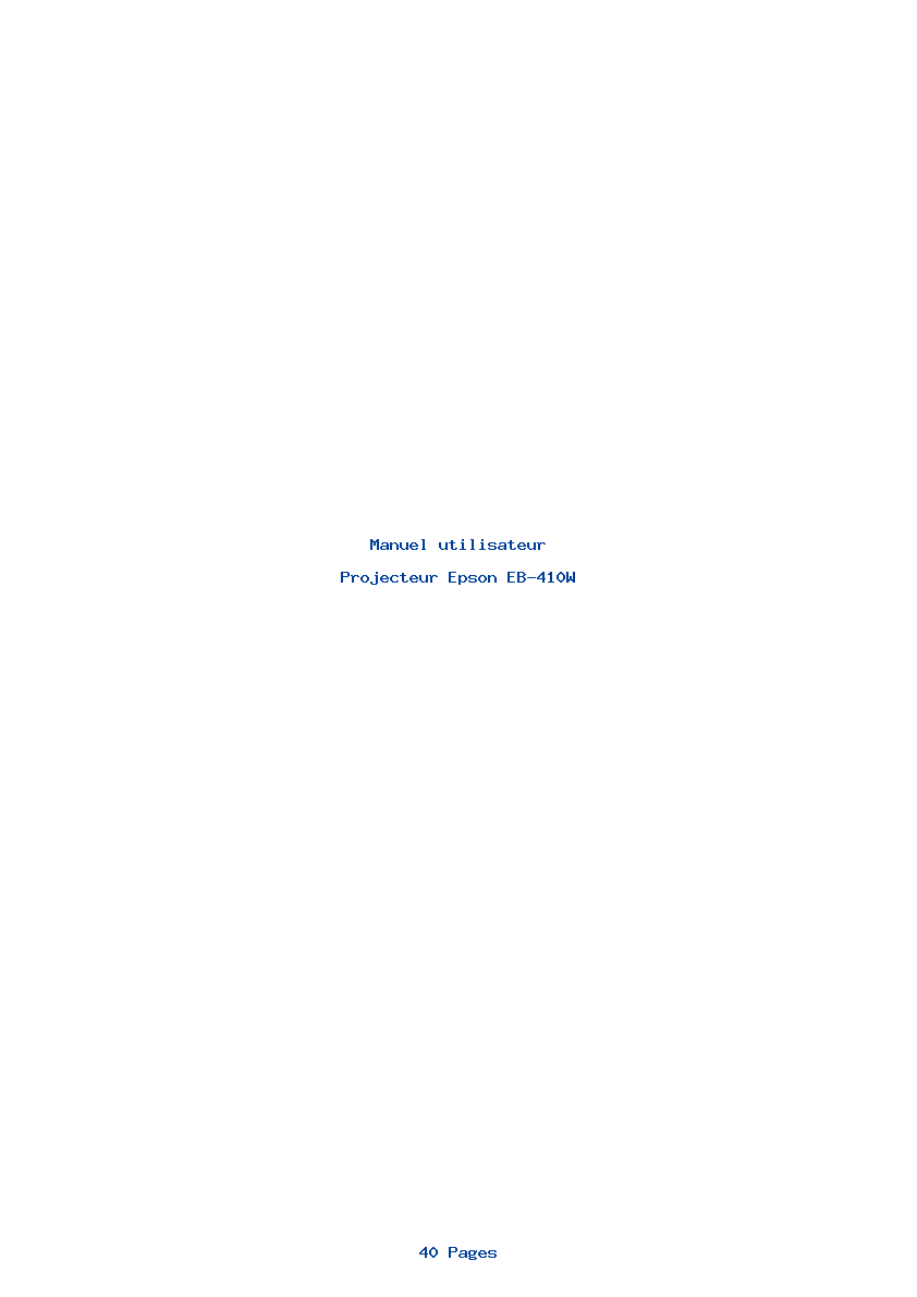 Page 1 de la notice Manuel utilisateur Epson EB-410W