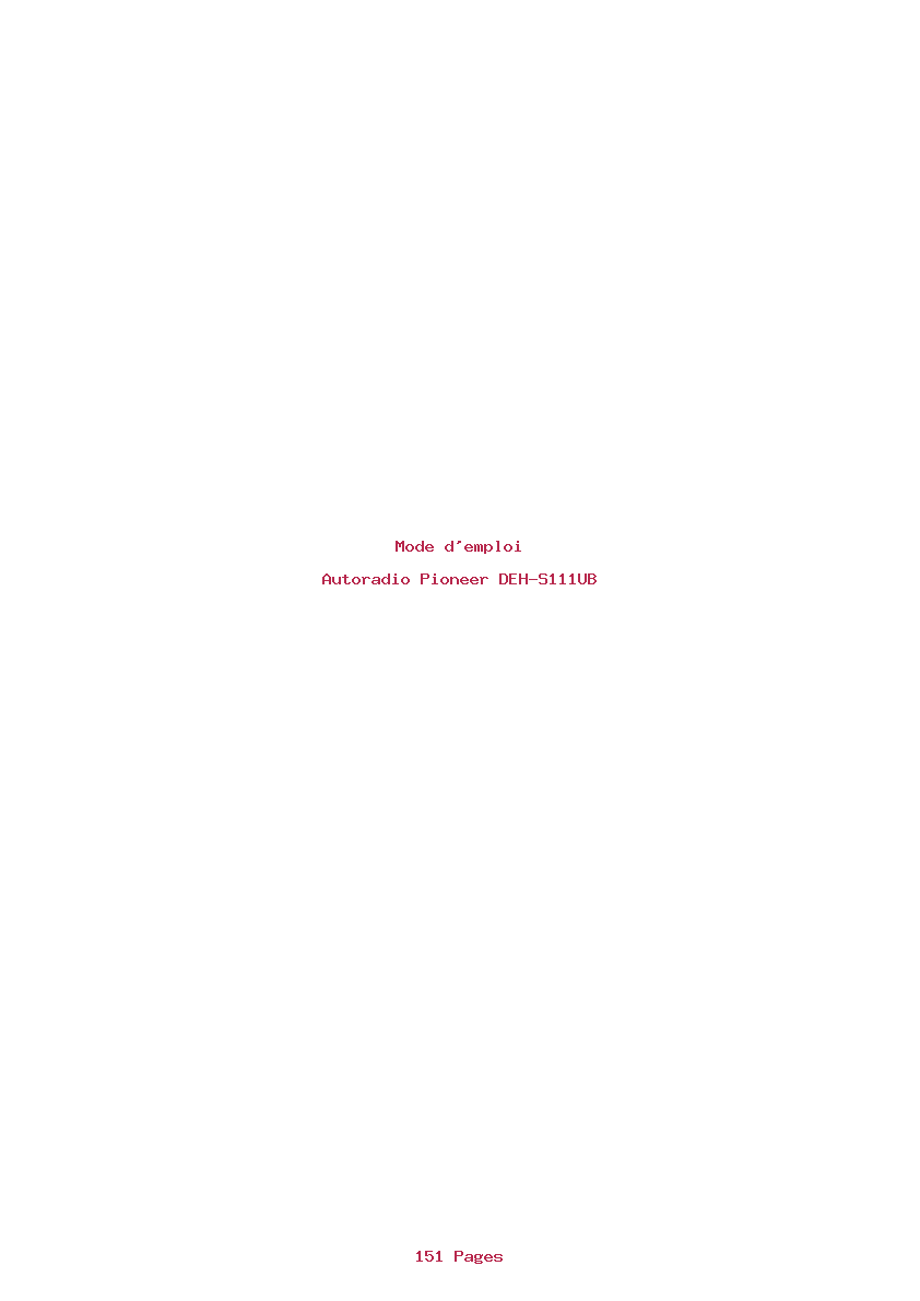 Image de la première page du manuel de l'appareil DEH-S111UB