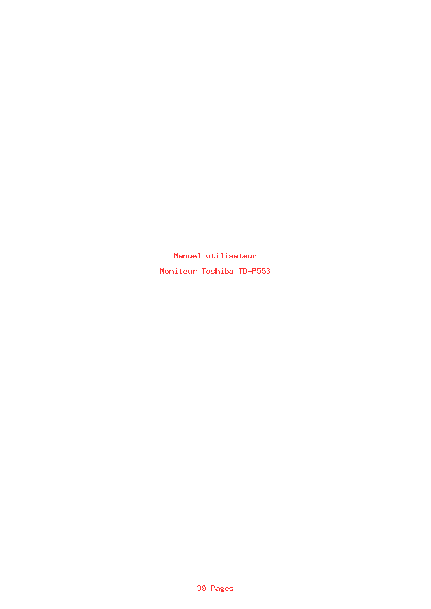 Page 1 de la notice Manuel utilisateur Toshiba TD-P553