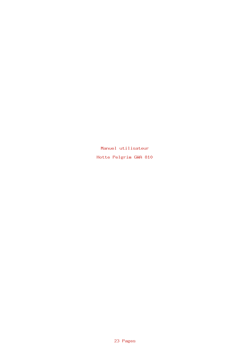Page 1 de la notice Manuel utilisateur Pelgrim GWA 810