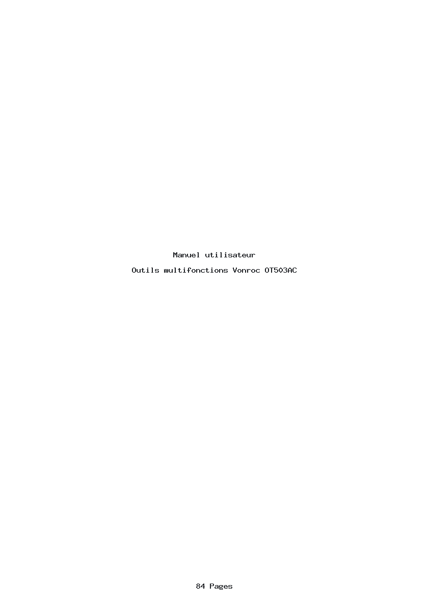 Page 1 de la notice Manuel utilisateur Vonroc OT503AC