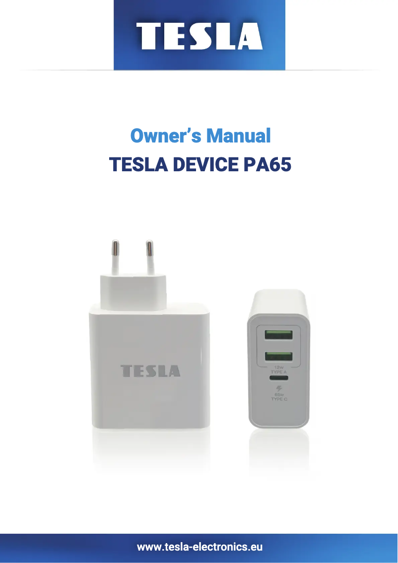 Page 1 de la notice Manuel utilisateur Tesla Device PA65
