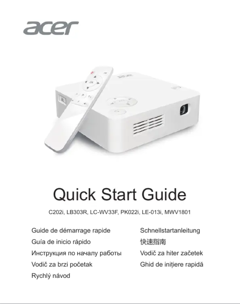 Page 1 de la notice Manuel utilisateur Acer C202i