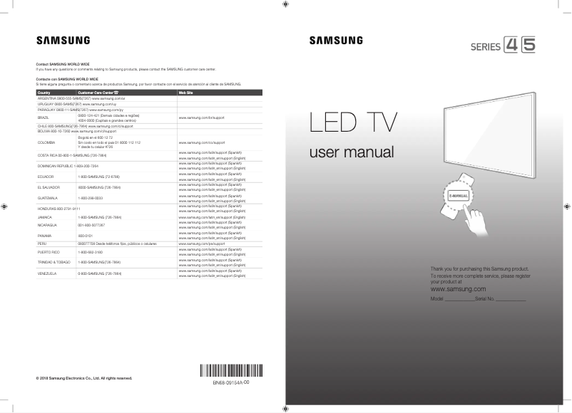Page 1 de la notice Manuel utilisateur Samsung UN43J5290AH