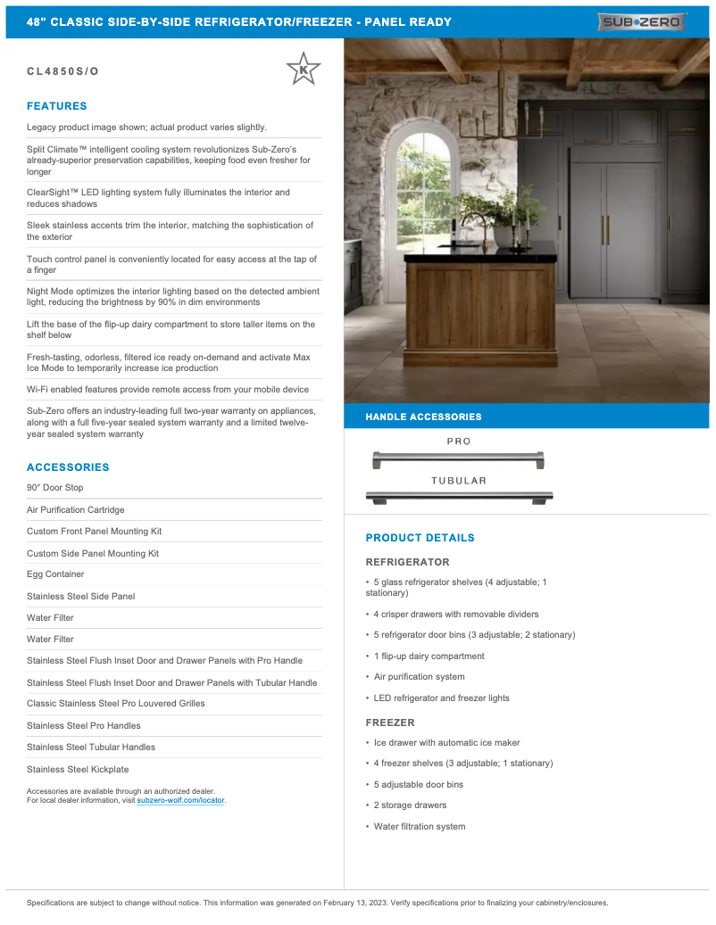 Page 1 de la notice Manuel utilisateur Sub-Zero CL4850O