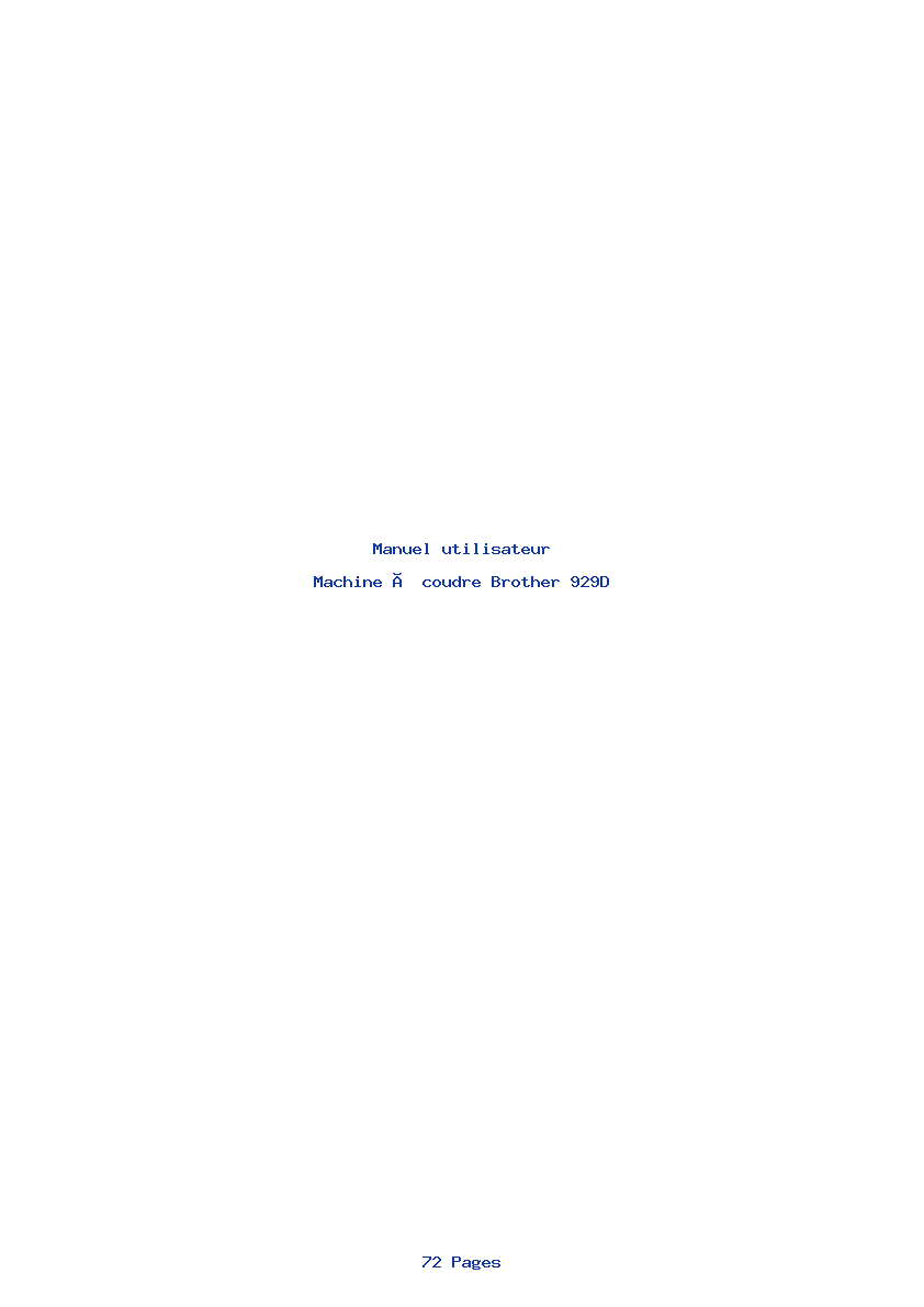 Page 1 de la notice Manuel utilisateur Brother 929D