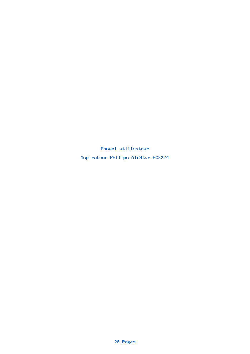 Page 1 de la notice Manuel utilisateur Philips AirStar FC8274