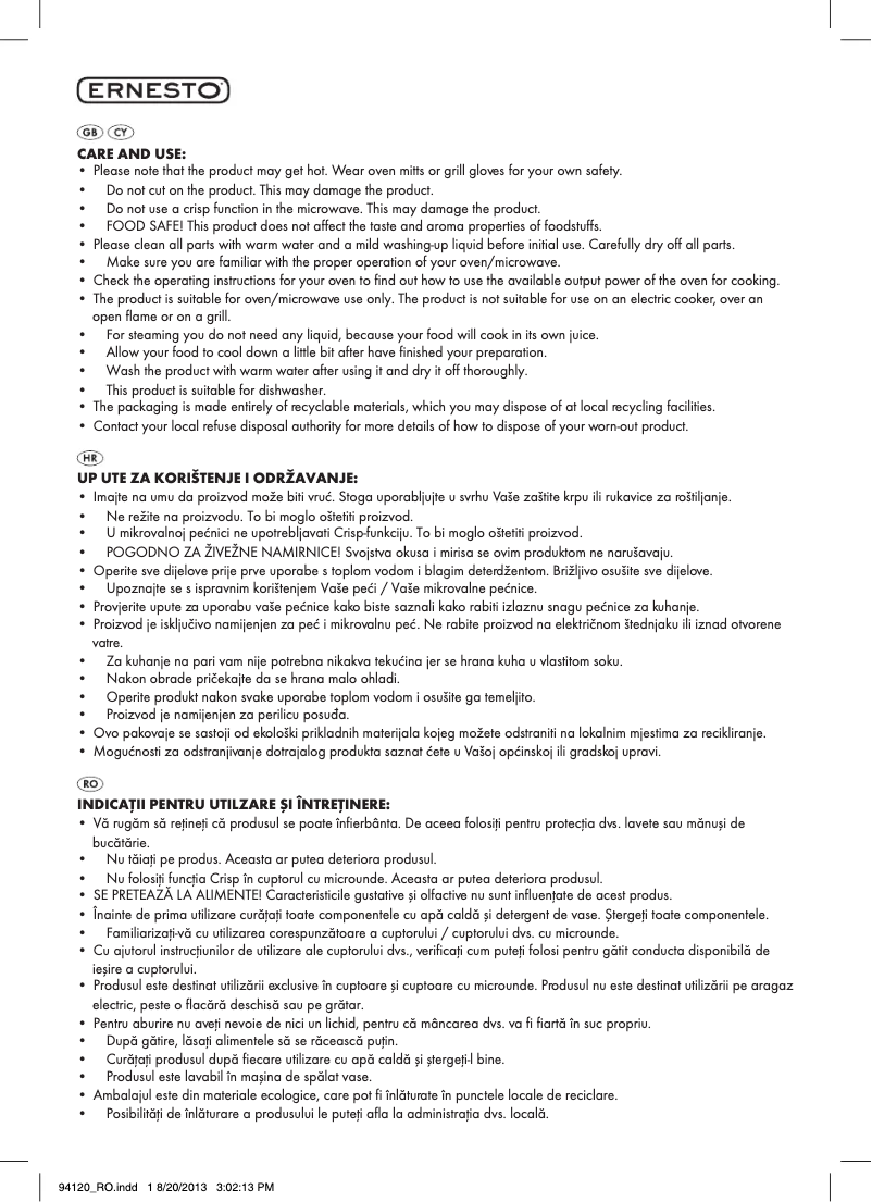 Page 1 de la notice Manuel utilisateur Ernesto Z31762