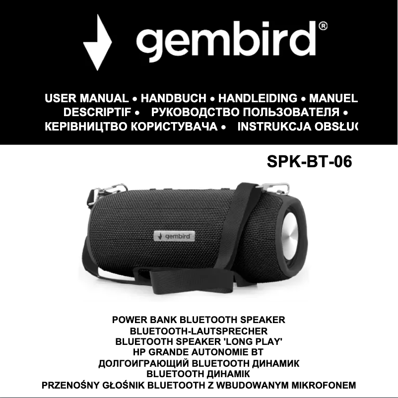 Page 1 de la notice Manuel utilisateur Gembird SPK-BT-06-B