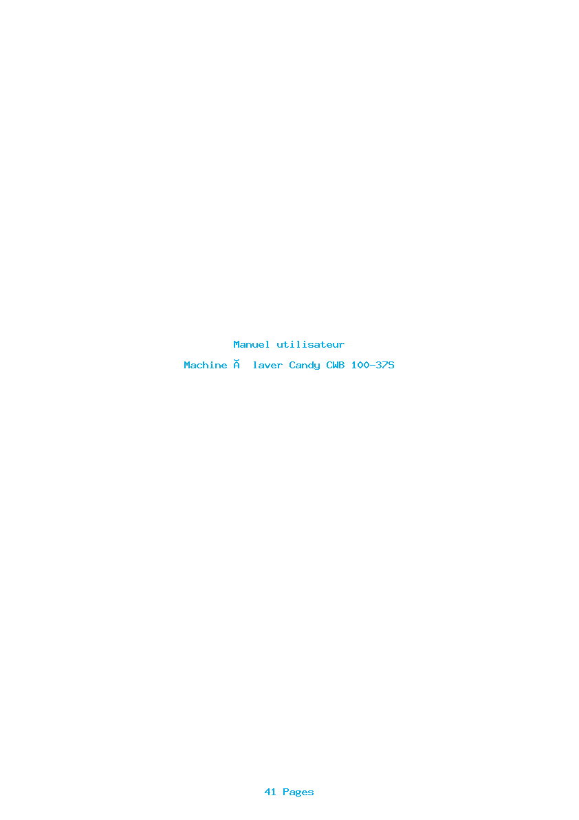 Page 1 de la notice Manuel utilisateur Candy CWB 100-37S