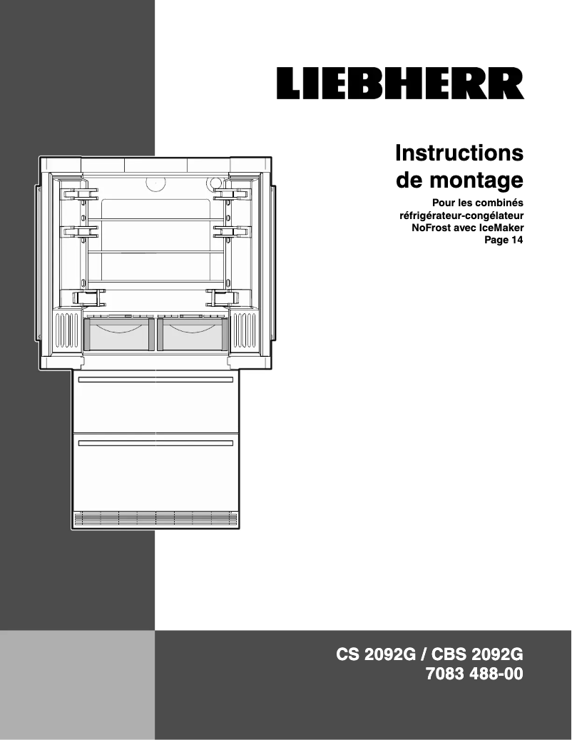 Page 1 de la notice Guide d'installation Liebherr CBNst 8872