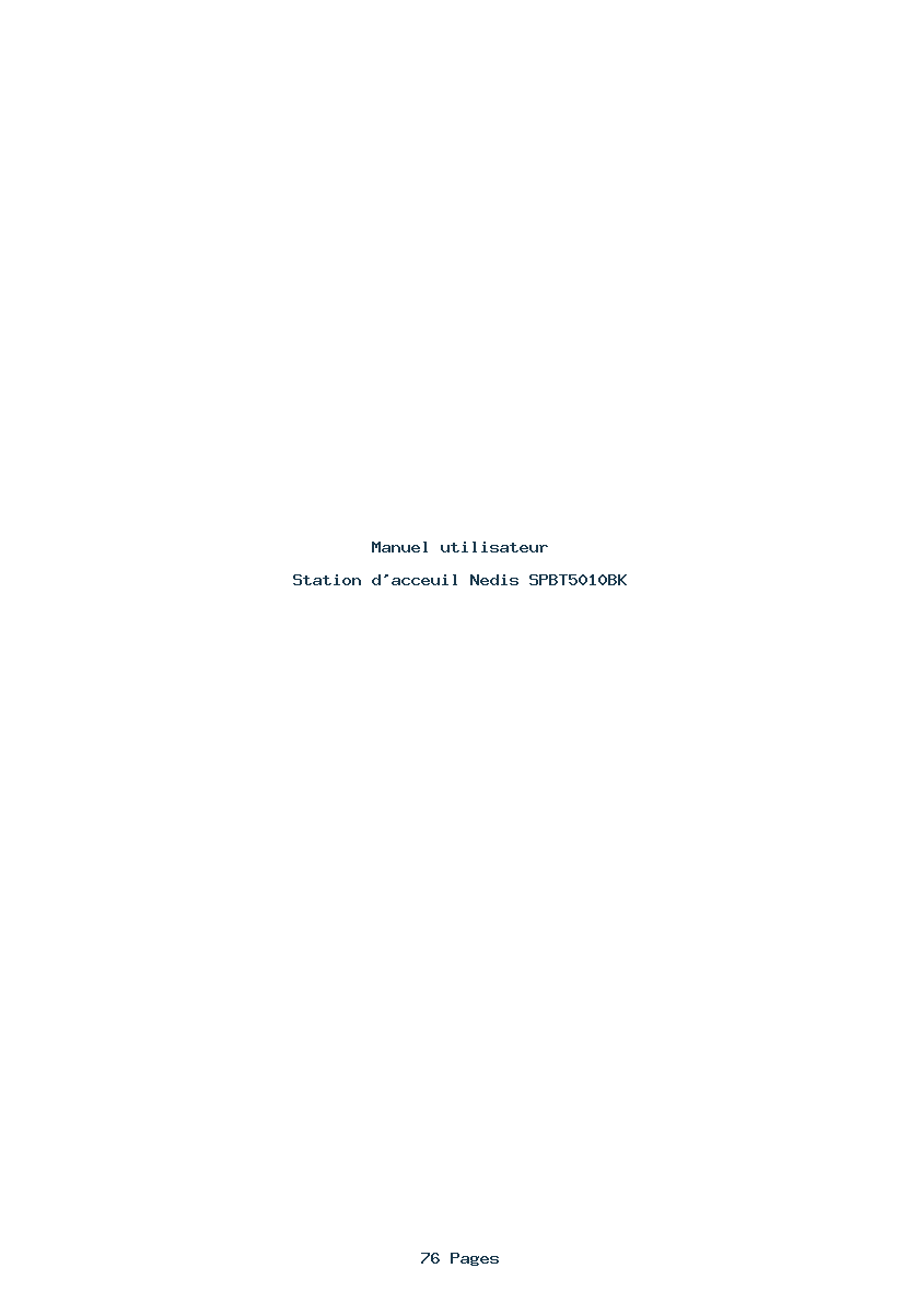 Page 1 de la notice Manuel utilisateur Nedis SPBT5010BK