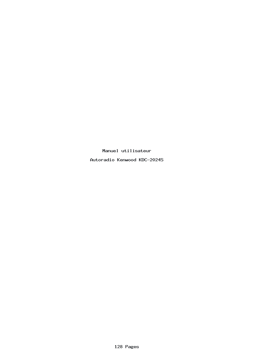 Page 1 de la notice Manuel utilisateur Kenwood KDC-2024S