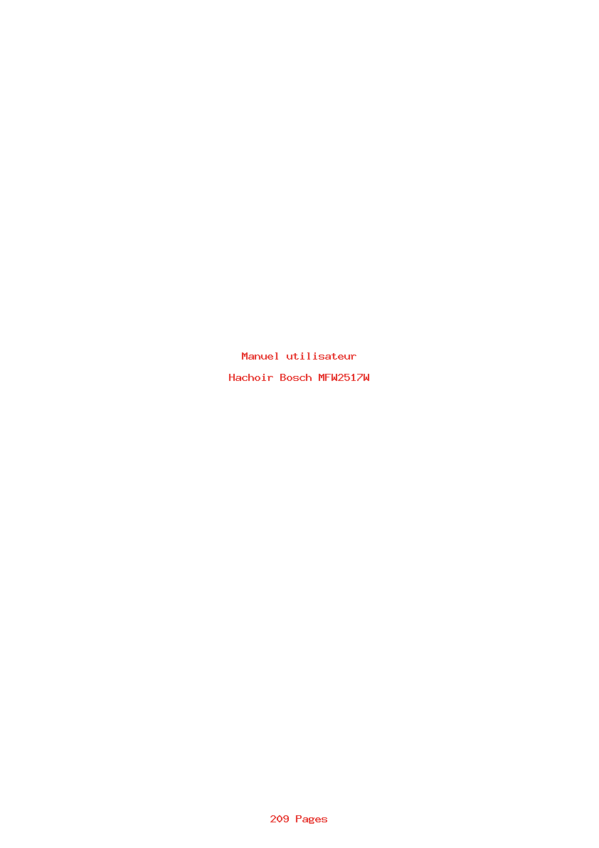Page 1 de la notice Manuel utilisateur Bosch MFW2517W