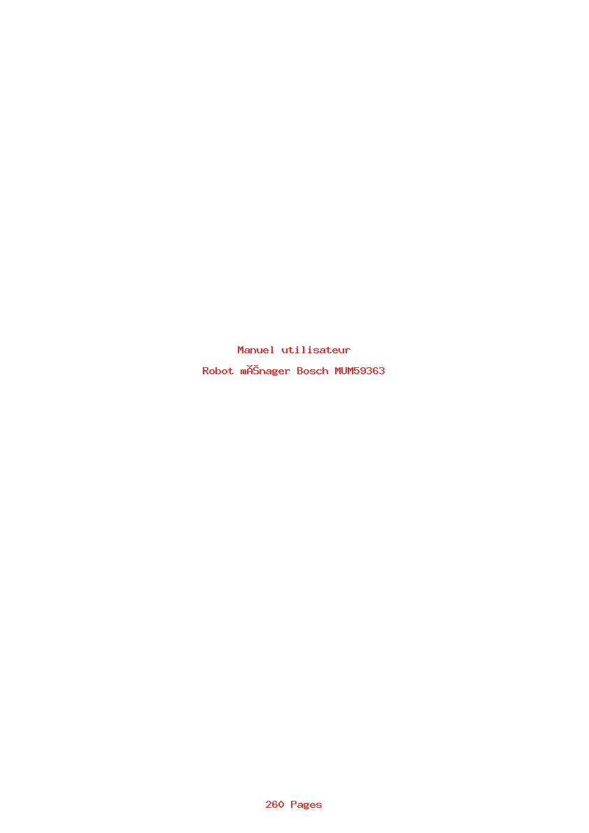 Page 1 de la notice Manuel utilisateur Bosch MUM59363