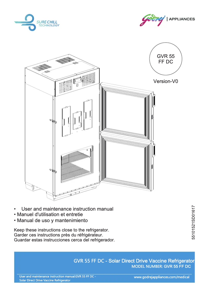 Page 1 de la notice Manuel utilisateur Godrej GVR 55 FF DC