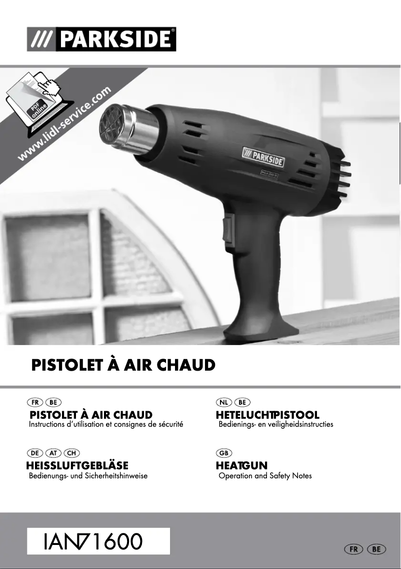 Page 1 de la notice Manuel utilisateur Parkside PHLG 2000 B1