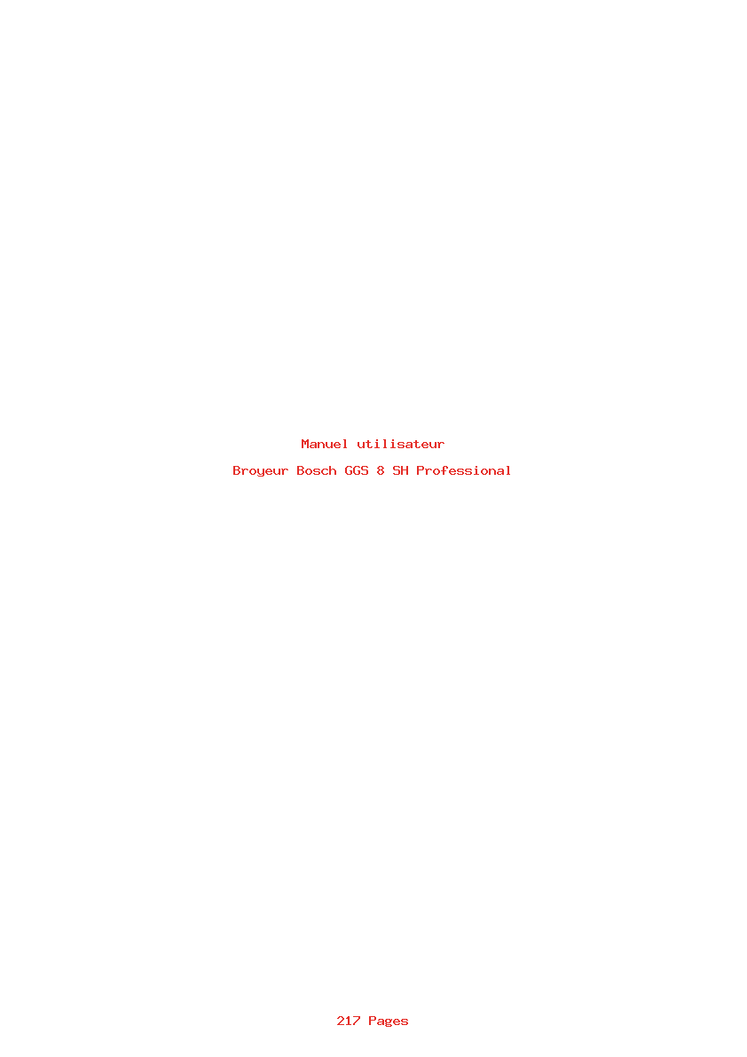 Page 1 de la notice Manuel utilisateur Bosch GGS 8 SH Professional