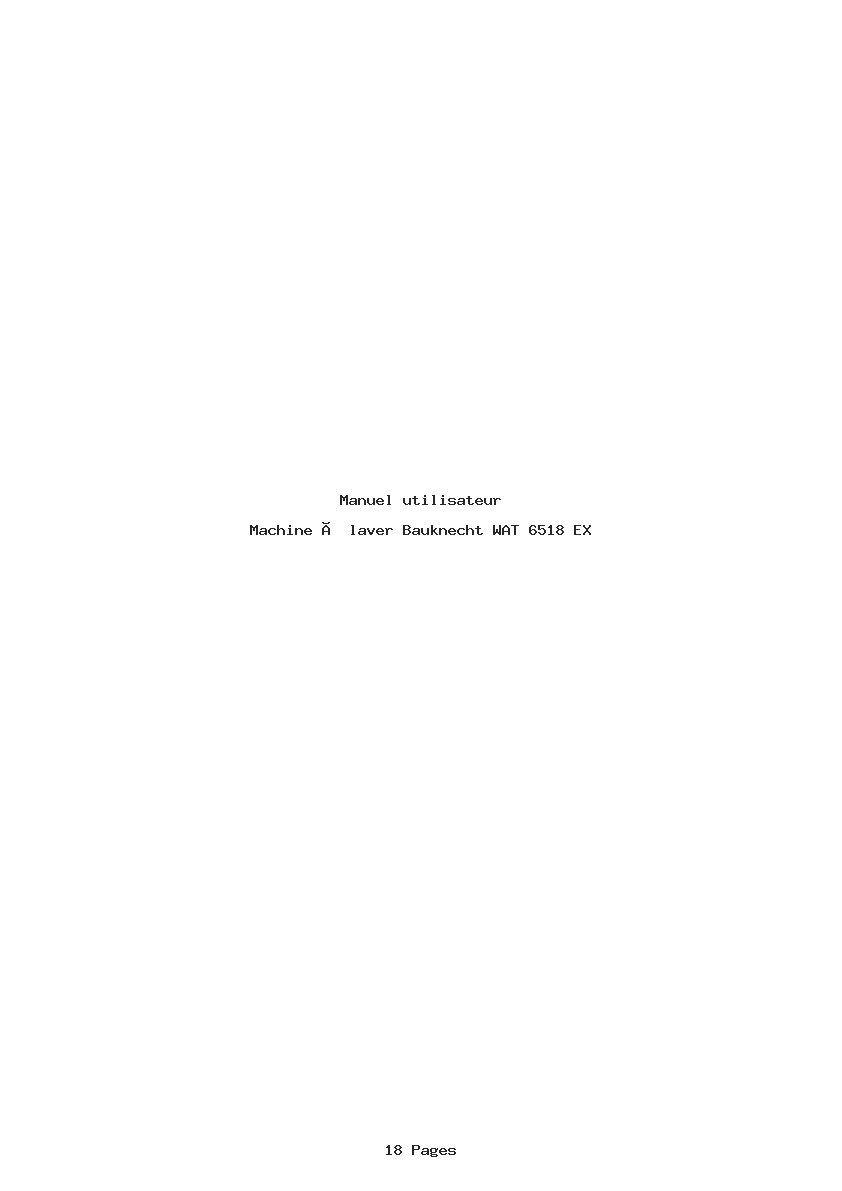 Page 1 de la notice Manuel utilisateur Bauknecht WAT 6518 EX
