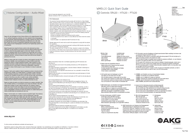 Page 1 de la notice Guide de démarrage rapide AKG WMS420