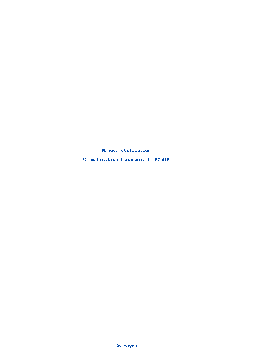 Page 1 de la notice Manuel utilisateur Panasonic LIAC16IM