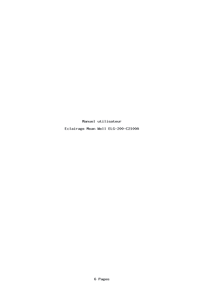 Page 1 de la notice Manuel utilisateur Mean Well ELG-200-C2100A