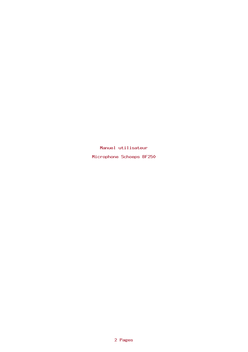 Page 1 de la notice Manuel utilisateur Schoeps BF250