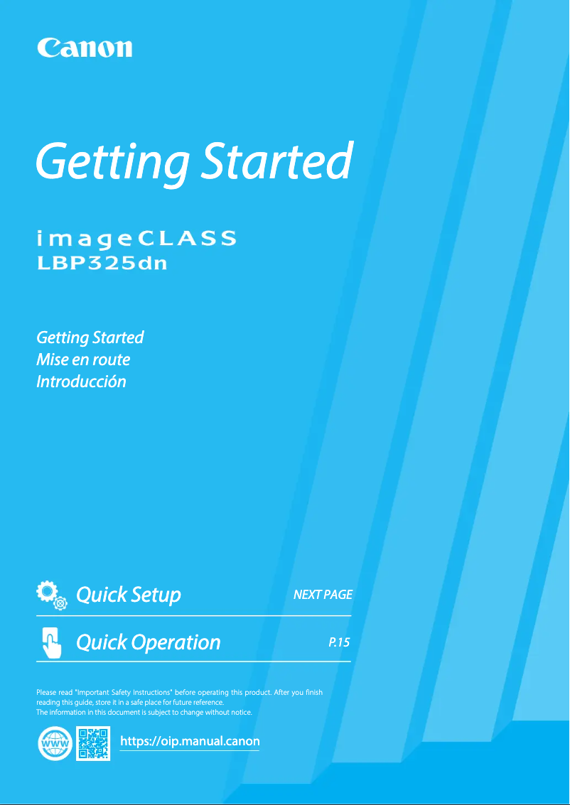 Page 1 de la notice Manuel utilisateur Canon imageCLASS LBP325dn