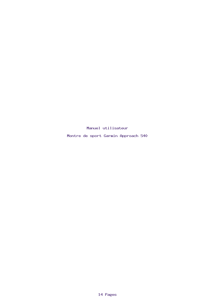Page 1 de la notice Manuel utilisateur Garmin Approach S40