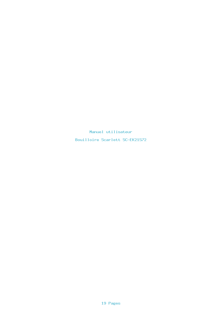 Page 1 de la notice Manuel utilisateur Scarlett SC-EK21S72