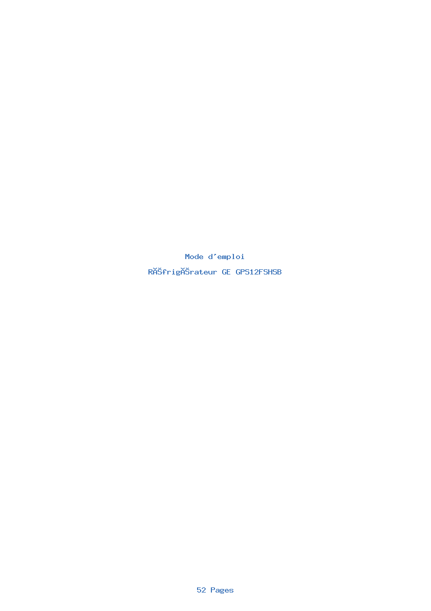 Page 1 de la notice Mode d'emploi GE GPS12FSHSB