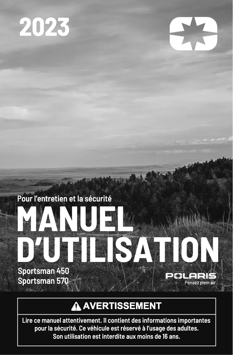 Page 1 de la notice Manuel utilisateur Polaris Sportsman 570 Utility HD (2023)