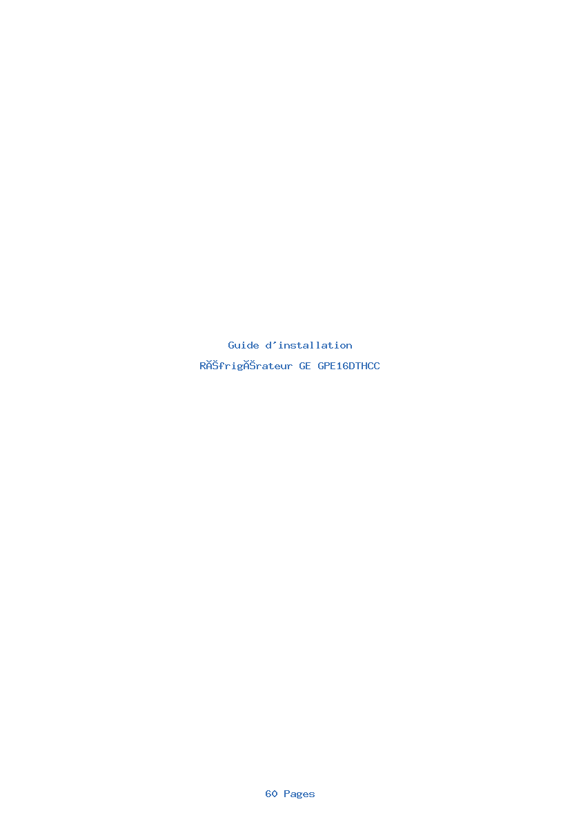 Page 1 de la notice Guide d'installation GE GPE16DTHCC
