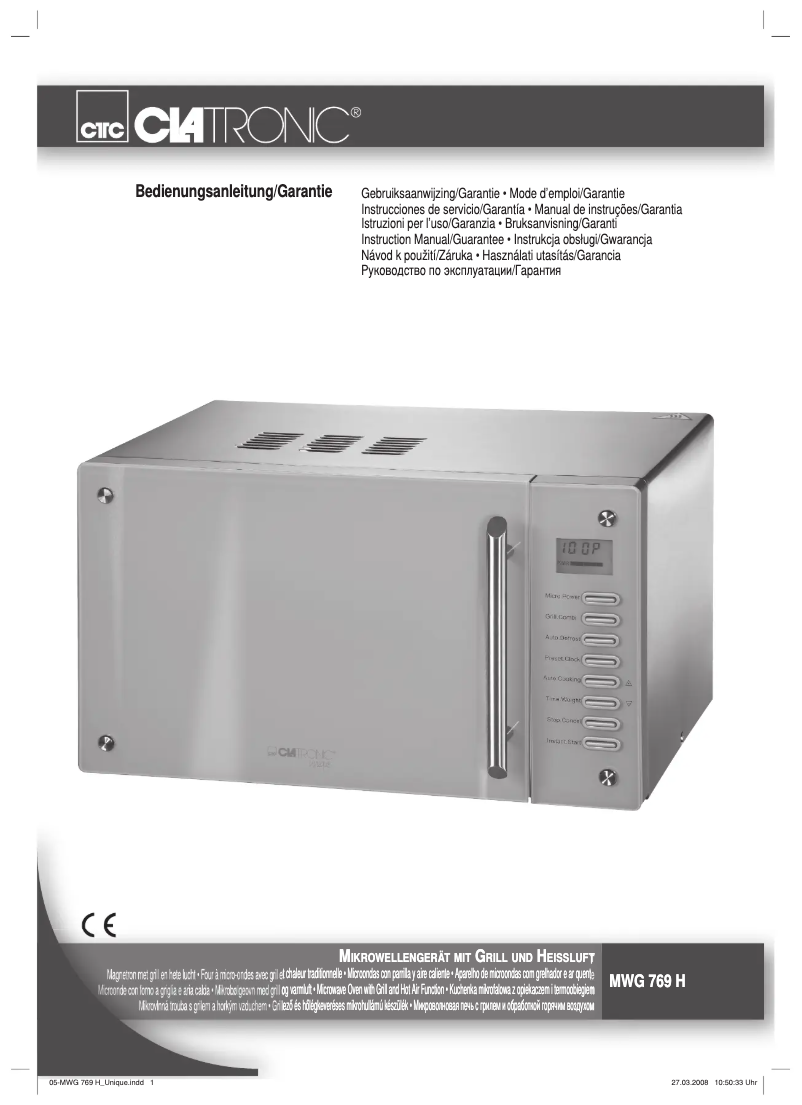 Page 1 de la notice Manuel utilisateur Clatronic MWG 769