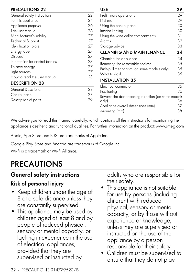 Page 1 de la notice Brochure Smeg CVI121S3