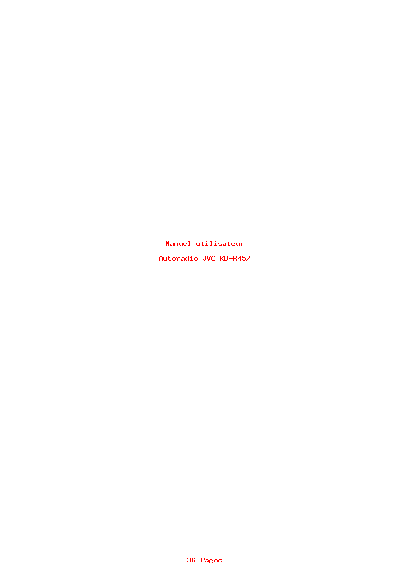 Page 1 de la notice Manuel utilisateur JVC KD-R457