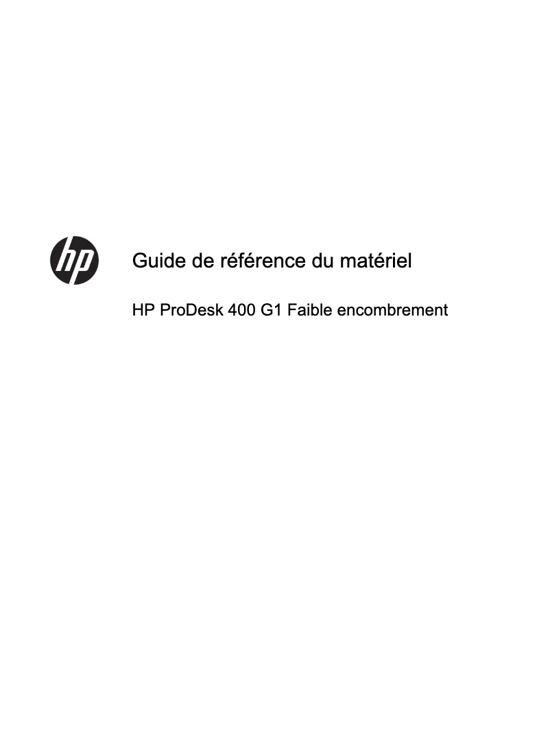 Page 1 de la notice Manuel utilisateur HP ProDesk 400 G1