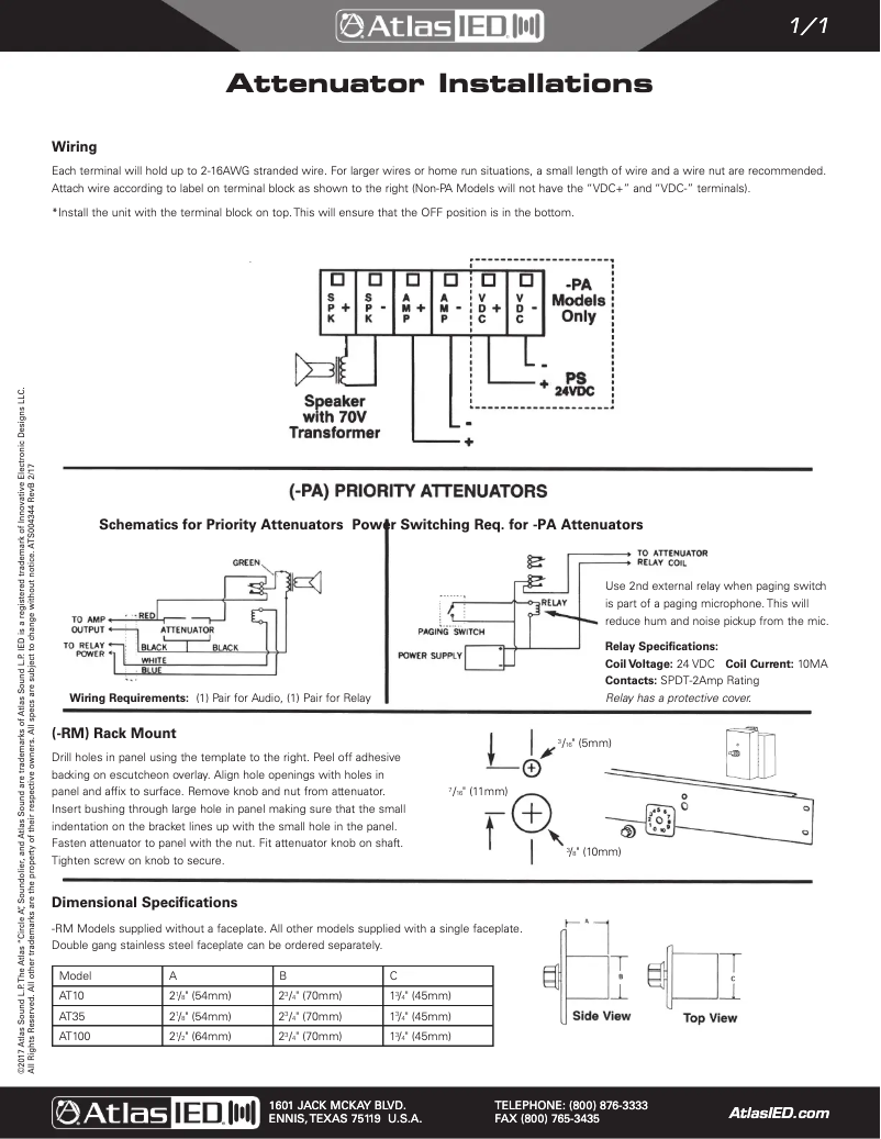 Page 1 de la notice Manuel utilisateur Atlas AT10-RM