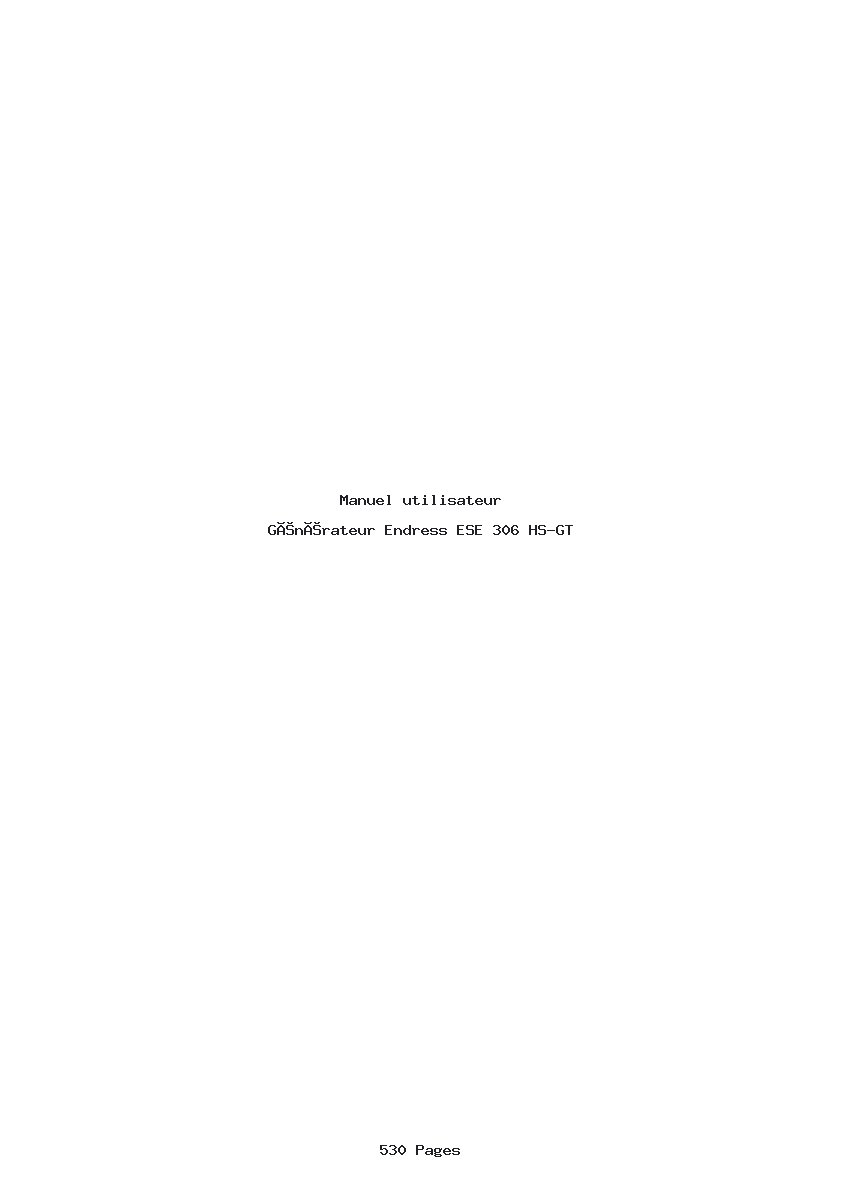 Page 1 de la notice Manuel utilisateur Endress ESE 306 HS-GT