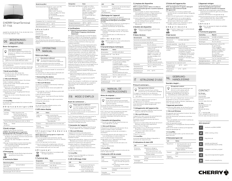 Page 1 de la notice Manuel utilisateur Cherry SmartTerminal ST-1144