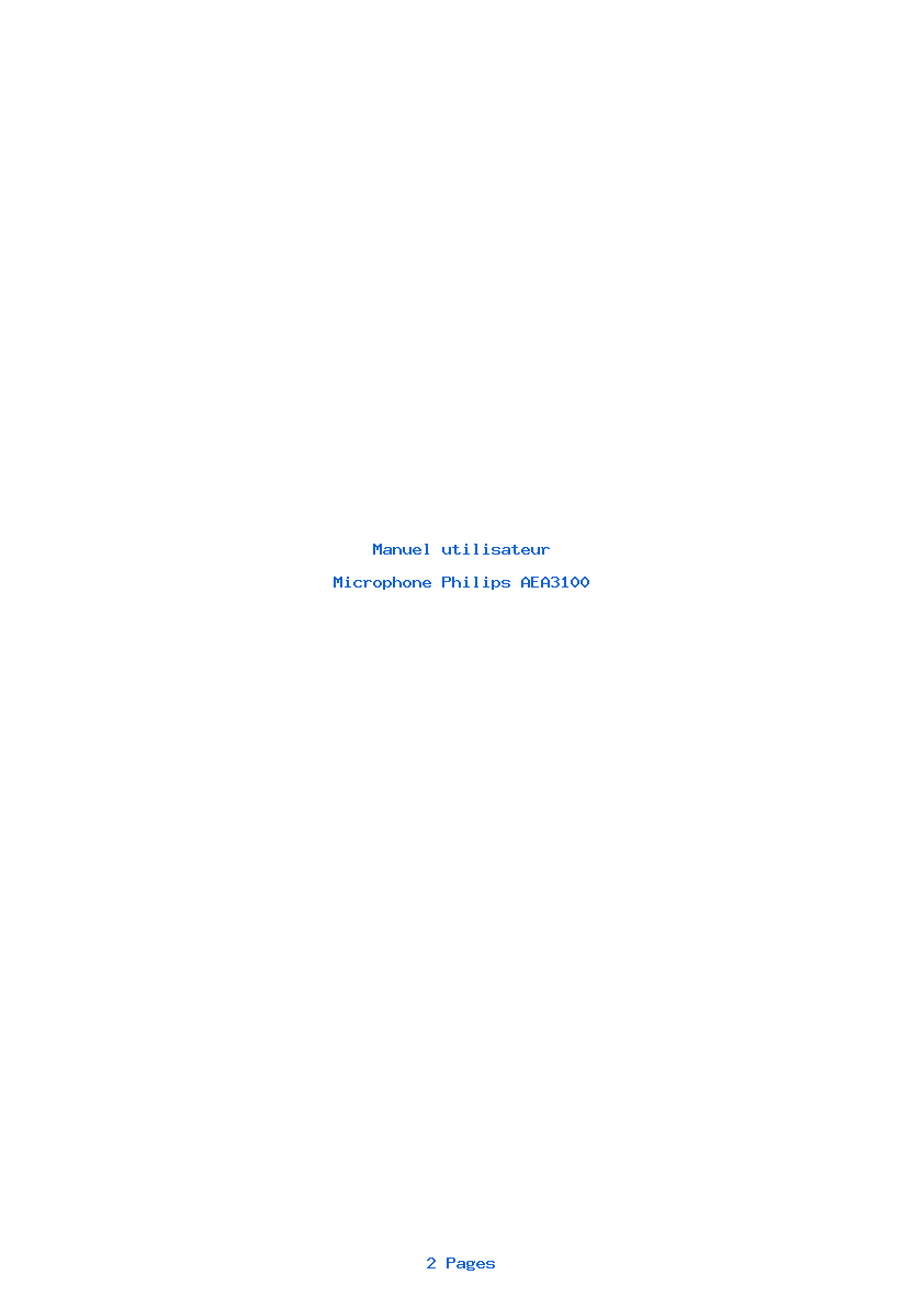 Page 1 de la notice Manuel utilisateur Philips AEA3100