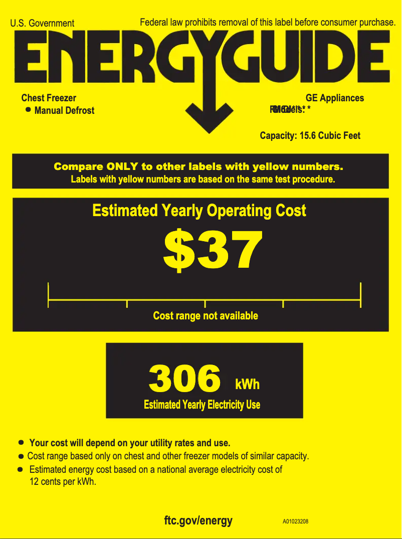Página 1 del manual Etiqueta energética GE FCM16DJWW