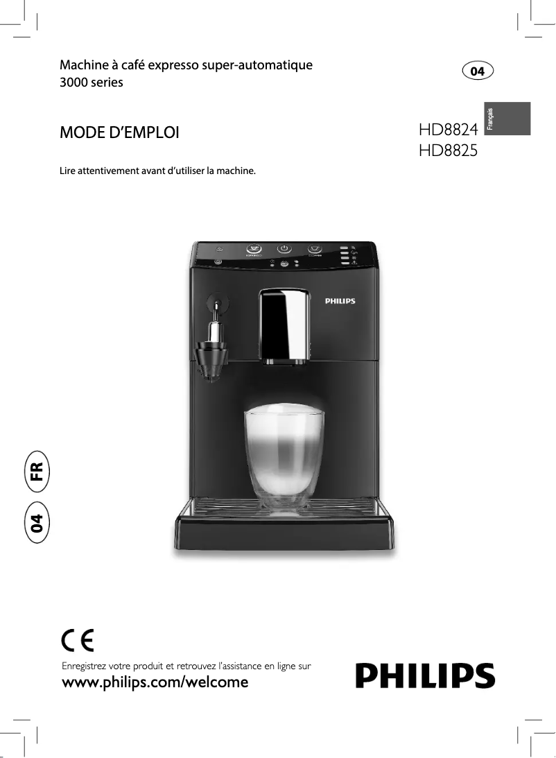 Page 1 de la notice Manuel utilisateur Philips Saeco HD8824