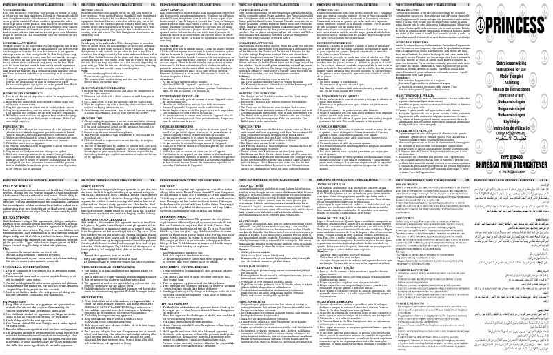 Page 1 de la notice Manuel utilisateur Princess 519400 shine and GO mini