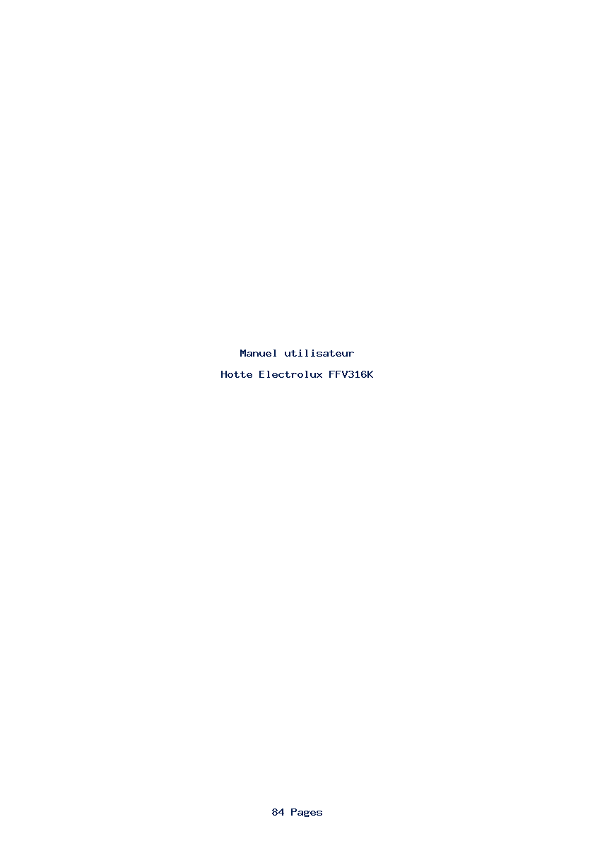 Page 1 de la notice Manuel utilisateur Electrolux FFV316K